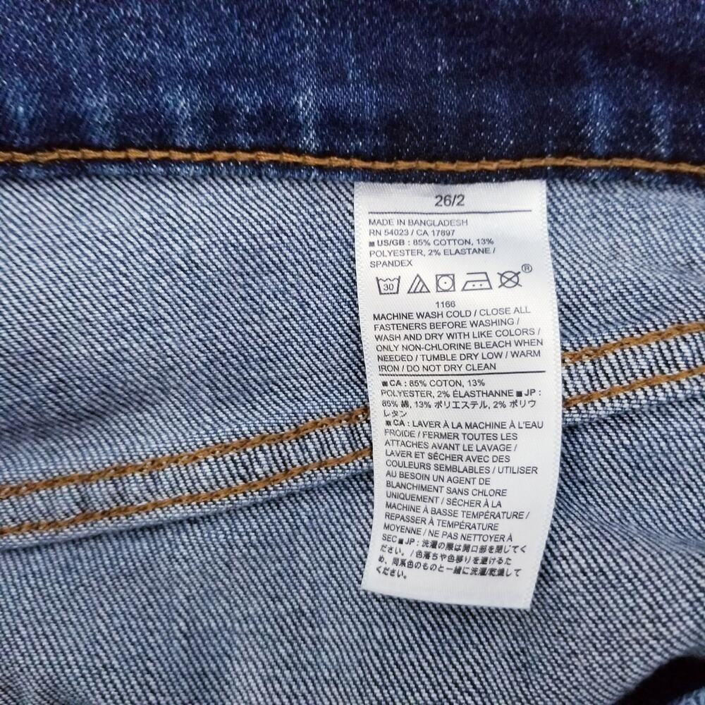 BANANA REPUBLIC Ultra High-Rise Wide Leg Dark Blue Wash Jeans Raw Hem - Size 2 - Picture 7 of 8